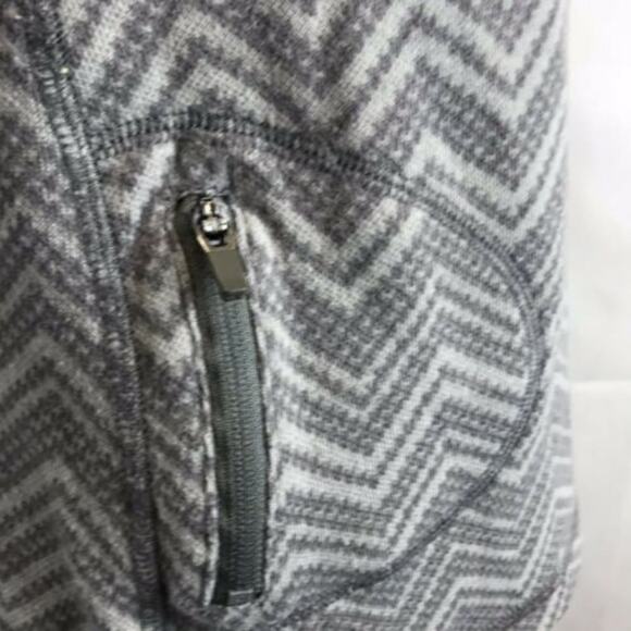EDDIE BAUER Athletic Pullover 1/4 Zip Sweater Chevron Gray Knit Thumbhole Top - Picture 6 of 9